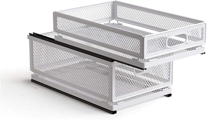 Pull Out Cabinet Organizer, Slide Out Drawers Fixed with Adhesive Nano Film, Pantry Shelves Sliding Drawer Storage Organization for Kitchen (Double Layer 15.7 * 9.4 * 10inch/40 * 24 * 25.5cm) by Unknown