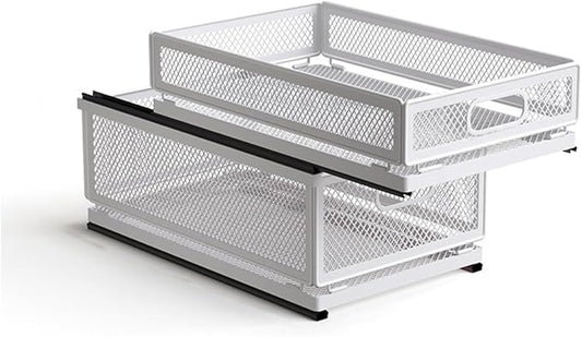 Pull Out Cabinet Organizer, Slide Out Drawers Fixed with Adhesive Nano Film, Pantry Shelves Sliding Drawer Storage Organization for Kitchen (Double Layer 15.7 * 9.4 * 10inch/40 * 24 * 25.5cm) by Unknown