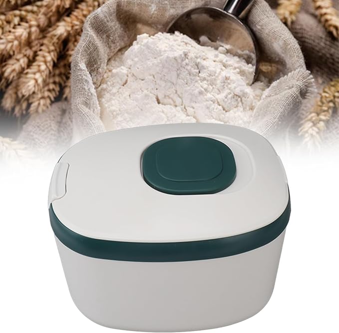 Rice Storage Container, Large Capacity Food Storage Container, Airtight Food Storage Container with Measuring Cup, Covered Rice Bucket, Cereal Dispenser Bin for Grains Nuts(M Green (10kg/22.0lb)) - Image 3