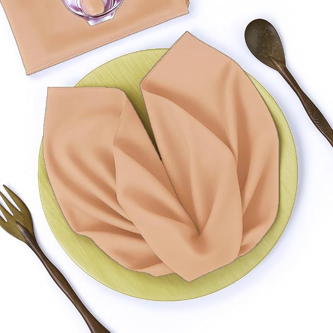 Pack of 25 PCS Cloth Napkins 17x17 inch Washable Polyester Dinner Napkins Soft Table Napkins for Wedding Party Dining Banquet Bistro Decoration - Peach - Image 2