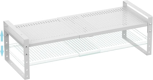 Expandable Shoe Rack Stackable Metal Pantry Storage Shelves Stand Adjustable Height Cabinet Shelf Organizer Racks Spice Shelving(1PACKS/WHITE,LARGE) by Goodqualityproducts