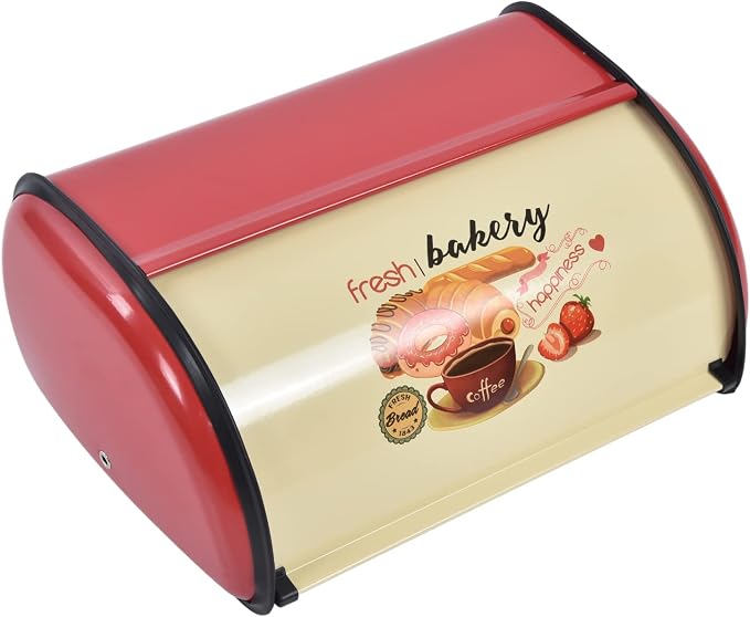 Yosoo Metal Bread Box, Multi Functions Saving Space Bread Holder Anti for Kitchen Countertop for Bakery(red) by Yosoo