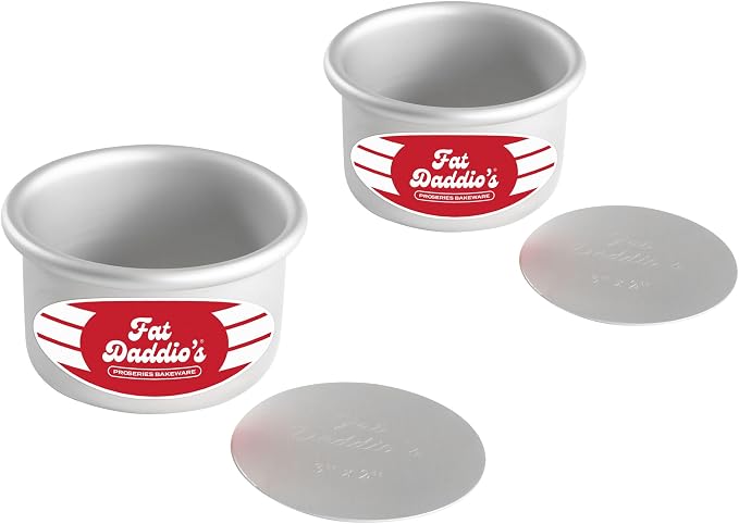 Fat Daddio's PCC-32SET Anodized Aluminum Round Cheesecake Pan with Removable Bottom, 3 x 2 inch, Set of 2 by FatDaddios