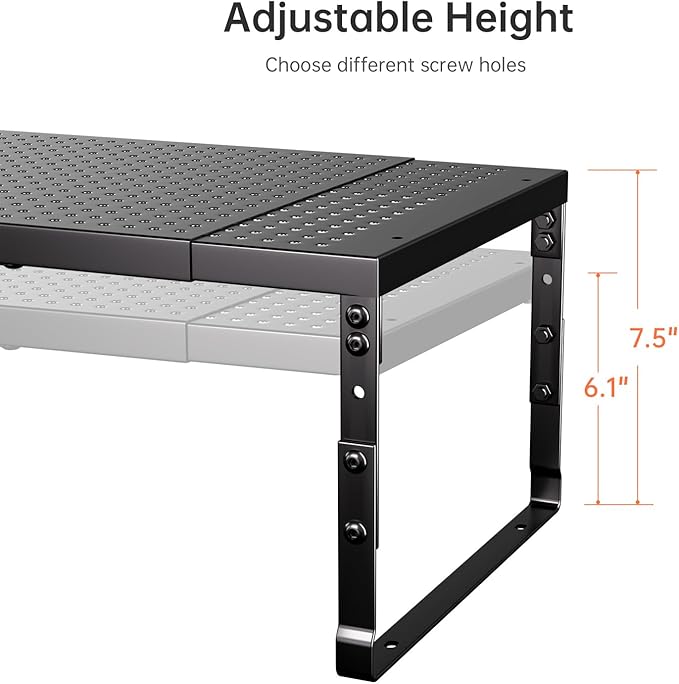 Expandable Adjustable Stackable Kitchen Organizer,Pantry Storage Shelves Racks,for cabinets Shelf, Kitchens, countertops, bathrooms,RV(1Pack/Black,Medium) - Image 4