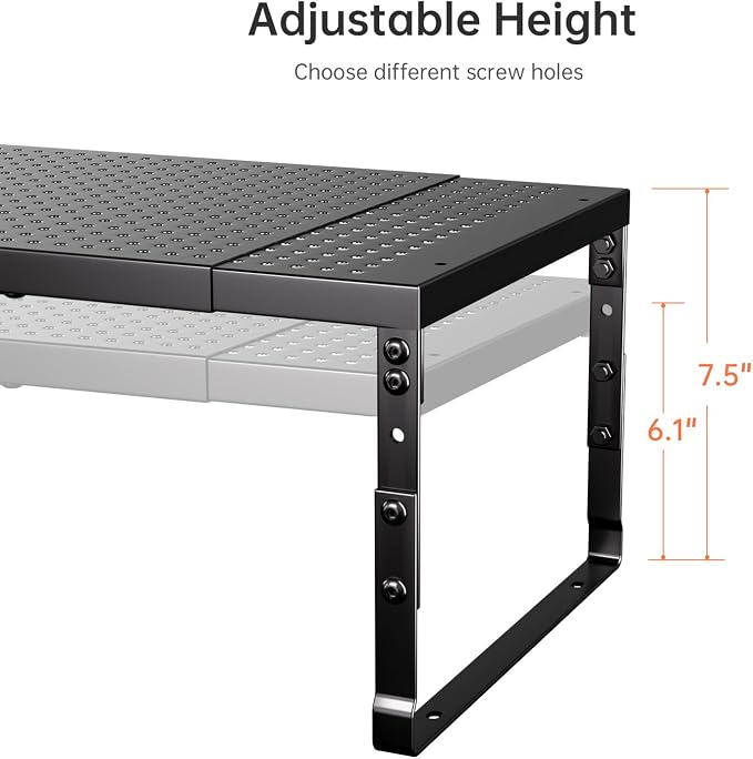 Expandable Adjustable Stackable Kitchen Organizer,Pantry Storage Shelves Racks,for cabinets Shelf, Kitchens, countertops, bathrooms,RV(1Pack/Black,Medium) - Image 4
