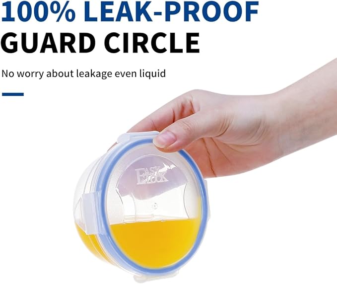 KIGI Plastic Round Food Storage Container, 4 Pack (2.5 Cup) | Small Plastic Bowls with Leakproof Lids, Ideal for Lunch, Meal Prep, Soup & Snack, 20 oz - Image 2
