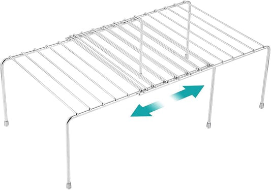 Expandable Cabinet Shelf Rack, Stainless Steel Adjustable Kitchen Countertop Shelves Risers, Kitchen Shelf Rack For Pantry, Garage, Desktop, Refrigerator, Bathroom Organization And Storage by Homneat