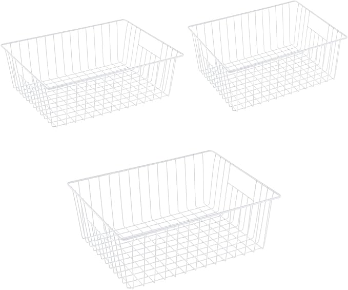 3 Pack Upright Freezer Organizer Bins - Standup Organizers for 16 Cu.Ft Freezer, Improve Air Circulation, Wire Storage Baskets, White by Unknown