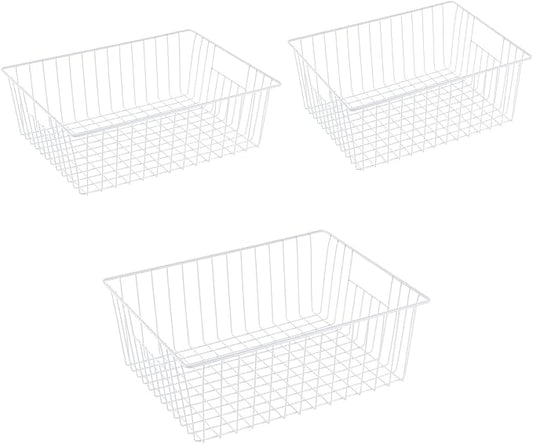 3 Pack Upright Freezer Organizer Bins - Standup Organizers for 16 Cu.Ft Freezer, Improve Air Circulation, Wire Storage Baskets, White by Unknown