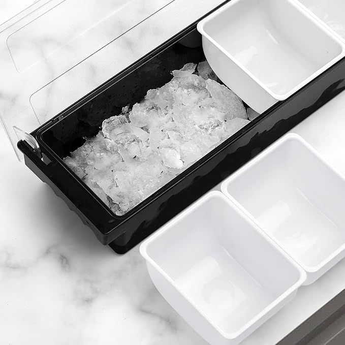Ice Chilled Serving Tray Condiment Pots 4 Compartment Condiment Server Caddy (4 Compartments) - Image 4