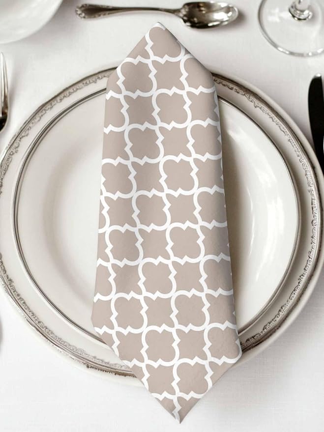 Cloth Napkins Set of 4-20x20 Inches, Beige Moroccon Washable Reusable Table Napkins, Farmhouse Minimalist Abstract Geometric Soft & Absortbent Dining Napkin for Party Wedding Hotel Restaurant - Image 2