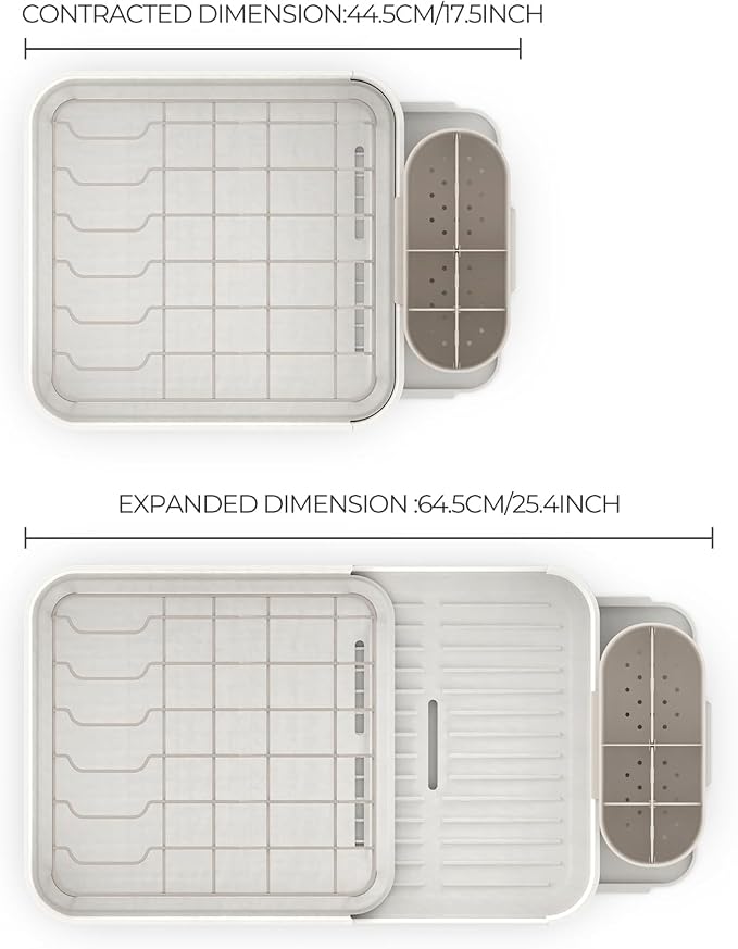 Zuutii Dish Drying Rack with Drainboard,Expandable(17.5-25.4") Large Dish Rack,Sink Dish Drainer with Utensil Holder,Dish Rack for Kitchen Counter - Image 3