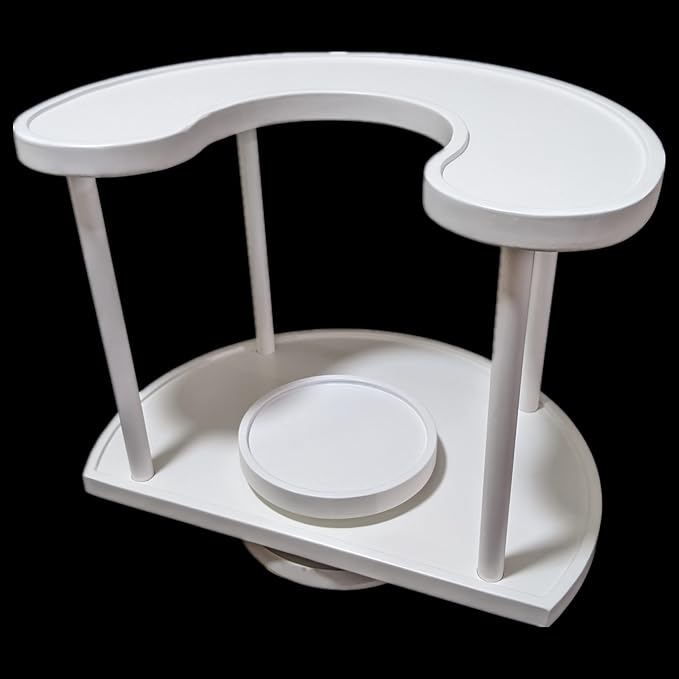 Two Tier Organizer Wood Lazy Susan for Countertop Spinner Turntable Tea Organizer for Cabinet Soda Rack Organizer Turn Tables for Organization Spice Storage Organizer House Organization (Pure White) by Elysian