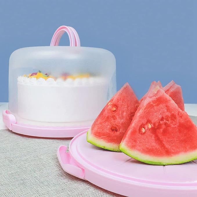 Cake Carrier Round Cake Stand Plus Height Cake Container with Cupcakes Pad, Handle, Lid Reusable Package Box for Transporting Desserts,Pie,Toast,Fruit - Image 6