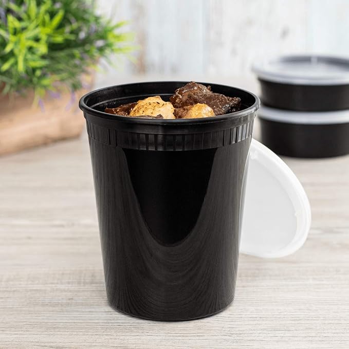 Karat [32oz - 240 ct Black PP Injection Molded Round Deli Containers with Lids (FP-IMDC32-PPB) - Image 2