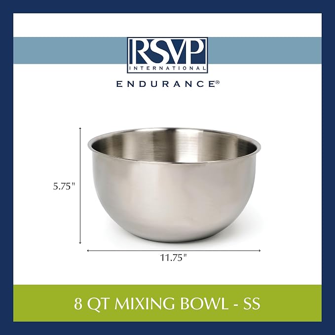 RSVP International Endurance Stainless Steel Mixing Bowls, 8 Quart - Image 5