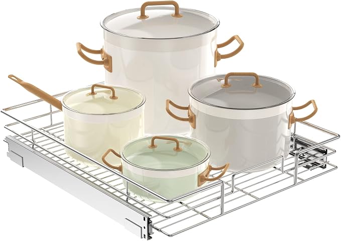 LOVMOR Pull Out Cabinet Organizer 22½" W x 21½" D, Kitchen Cabinet Pull Out Shelves Slide Out Storage by LOVMOR
