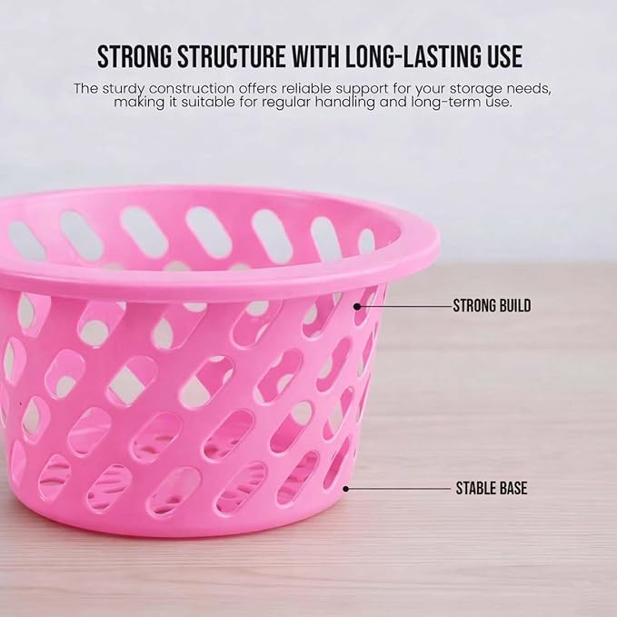 Go Hooked Plastic Storage Net Basket with Zip Closure – Multipurpose Mesh Organizer for Fruits, Vegetables, Essentials – Durable, Lightweight & Breathable Design for Home & Pantry Use (Pink) - Image 7