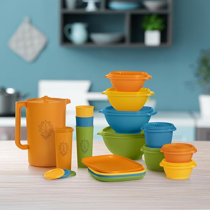 Tupperware Heritage Get it All Retro Collection, 30 Piece Food Storage Container Set in Retro Colors, Dishwasher Safe and BPA Free - Image 6