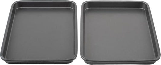 GoodCook Everyday Toaster Oven Mini Baking Sheets Set of 2 Set of 2 Heavy-Gauge Steel Baking Pans with Scratch-Resistant Nonstick, 9 x 6.2-Inch, Gray by GoodCook