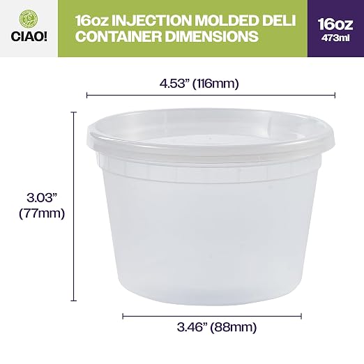 CIAO! 16oz PP Injection Molded Soup-Deli Container with LLDPE Lid, Microwavable and BPA Free (240/240 combo pack) - Image 4