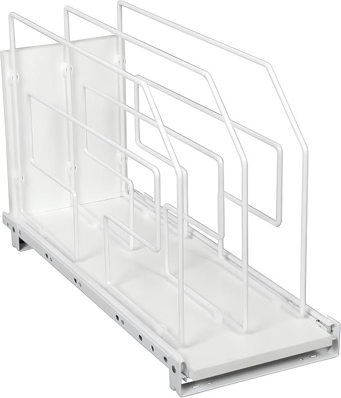 Knape & Vogt TDRO9-W 9 in. Roll Out Tray Divider Cabinet Organizer, White by KnapeVogt