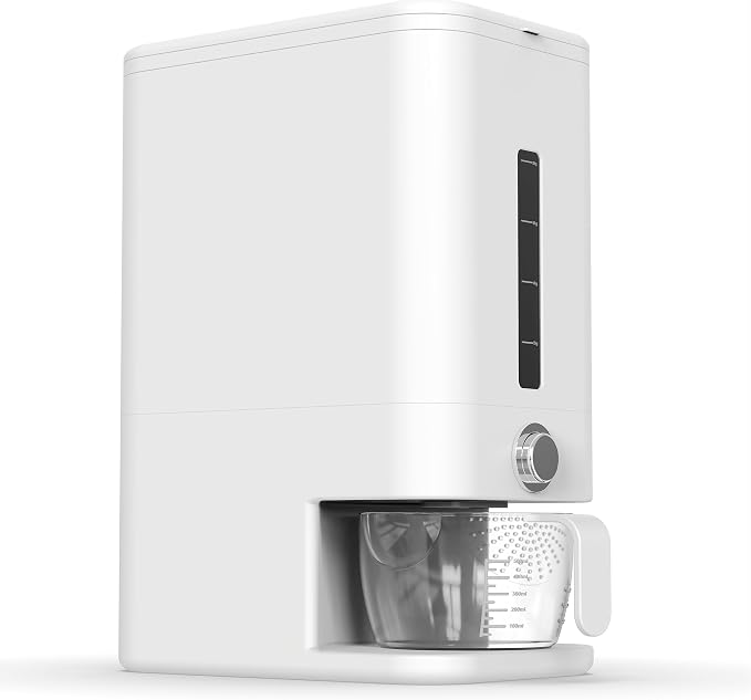 Rice Dispenser - 26.5 lbs Rice Storage Container with Measuring Cup, Rice Scoop & Sponge – Large Cereal Grain Bucket with Scale for Kitchen Pantry Organization, BPA-free, Airtight (White) - Image 5