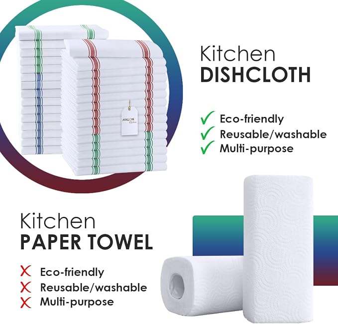 Dish Towels 30 Pack Multi Stripe 100% Cotton Kitchen Towel 15x25 Inch Tea Towels, Dish Cloths for Washing Dishes, Kitchen Rags for Drying Dishes - Image 2