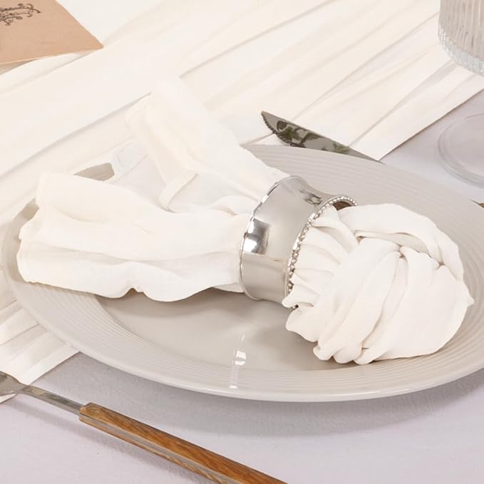 Cloth Napkins Set of 10 21"x21" Reusable Cheesecloth Napkins Bulk Ivory | Boho Rustic Dinner Napkins Washable Gauze Table Napkins Cloth Hemmed Edges for Wedding Bridal Shower Family Gathering Decor - Image 3