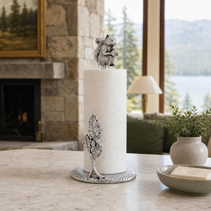 Arthur Court Squirrel Paper Towel Holder - Decorative Aluminum Kitchen Towel Stand - 15 Inch Tall - Image 5