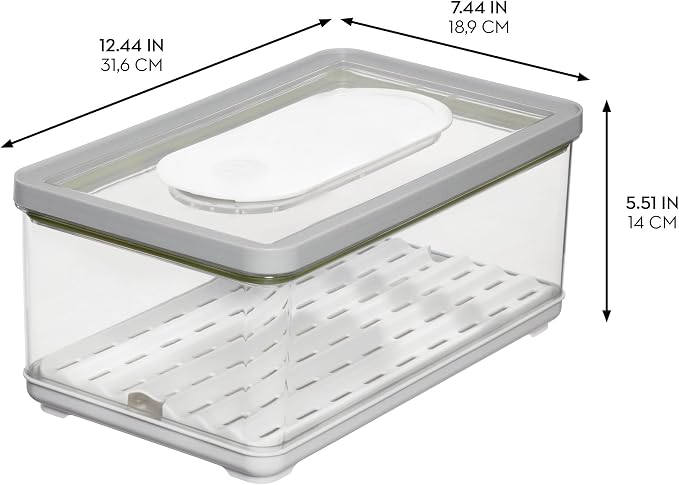 iDesign Small and Large Fridge Produce Bins with Removable Drainage Trays and Lids - Set of 3 - Gray - Image 4