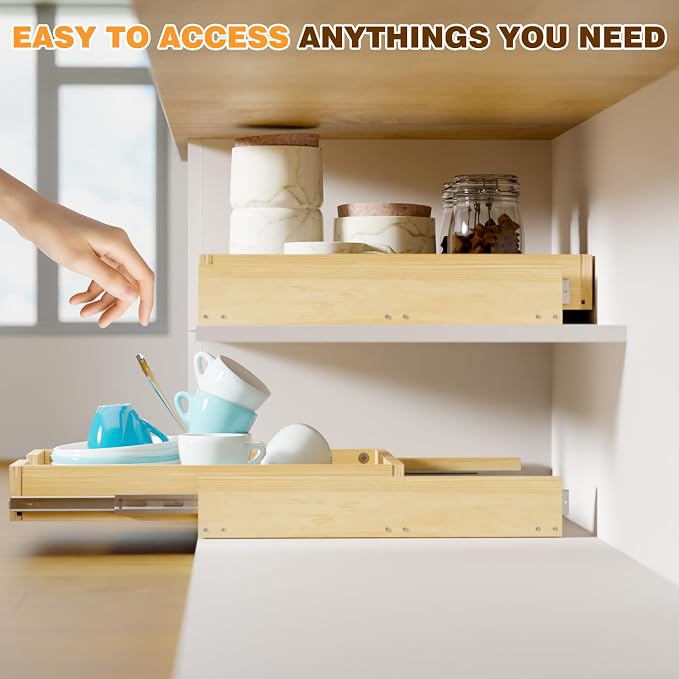 Pullout Cabinet Organizer, 32''W×21''D×3''H Slide Out Shelves for Kitchen Cabinets, Pull out Drawers for Kitchen Cabinets, Pantry, Bathroom, & Storage Organization - Image 5