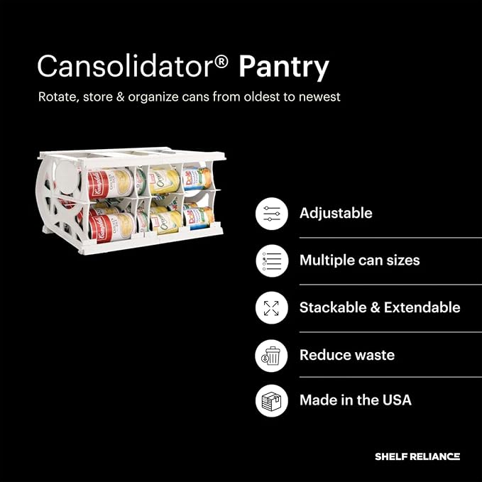 Cansolidator Pantry - 2-Pack Can Organizer for Pantry, Stackable Soda Can Storage for Kitchen, Holds 40 Cans of Food or Soda - Image 9