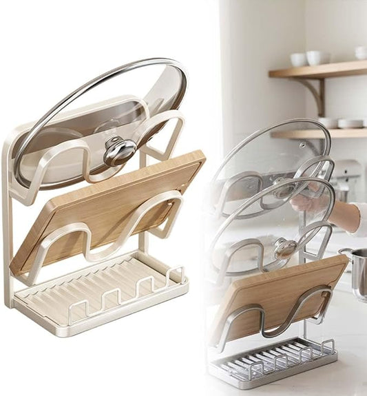 Kitchen Pot Lid Storage Rack, 2026 New Double-layer Rack, Multifunctional Lid Holder for Kitchen Countertop, Compact Pot Lid Stand for Home, Modern Kitchens Organizer for Families (White, Double) by AIIONP