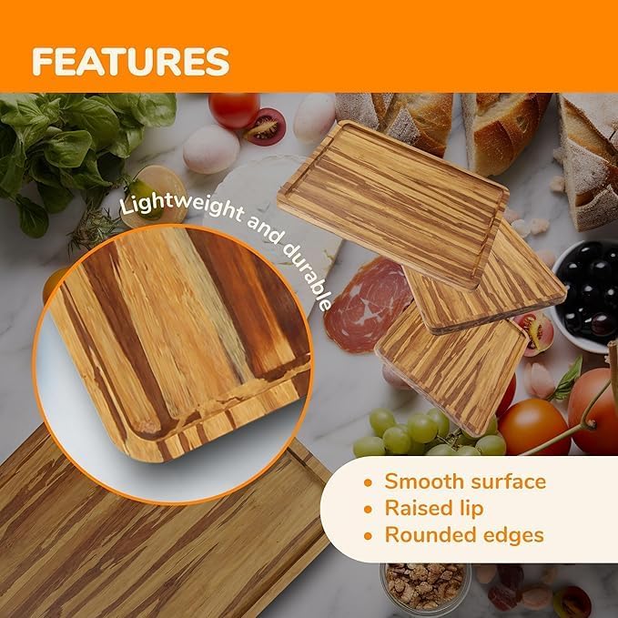 Bamboo Serving Tray - 11" x 8.9" x 0.6" - Tiger Stripe - 30 Trays - Image 4