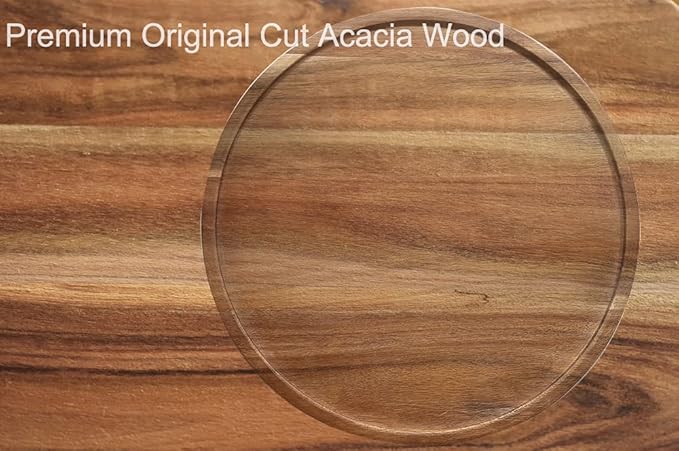 10" Two-Tier Acacia Wood Lazy Susan Organizer Kitchen Turntable for Cabinet Pantry Table Organization - Image 4