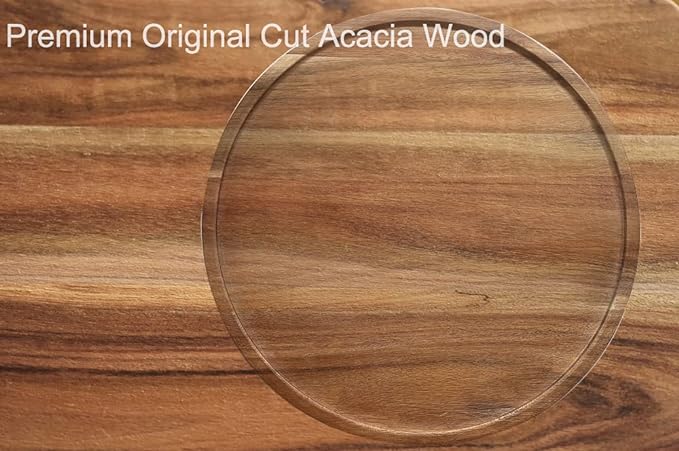 12" Acacia Wood Lazy Susan Organizer Kitchen Turntable for Cabinet Pantry Table Organization,2 Pack - Image 4