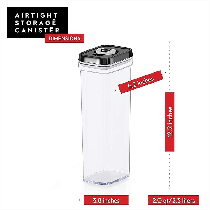 DWËLLZA KITCHEN Airtight Food Storage Containers Set - 7 PC Set - For Kitchen Pantry Organization and Storage - BPA-Free - Clear Plastic Canisters for Spaghetti, Noodles, Pasta, Snacks & Much More - Image 6