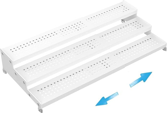 Expandable Spice Rack organizer with 3-Tier step shelf,Modern Design heavy duty,Non Skid and Visibility,Great for Kitchen Cabinet,Bathroom,dressing table,Cupboard, Pantry and more(1PACK/WHITE) by Goodqualityproducts