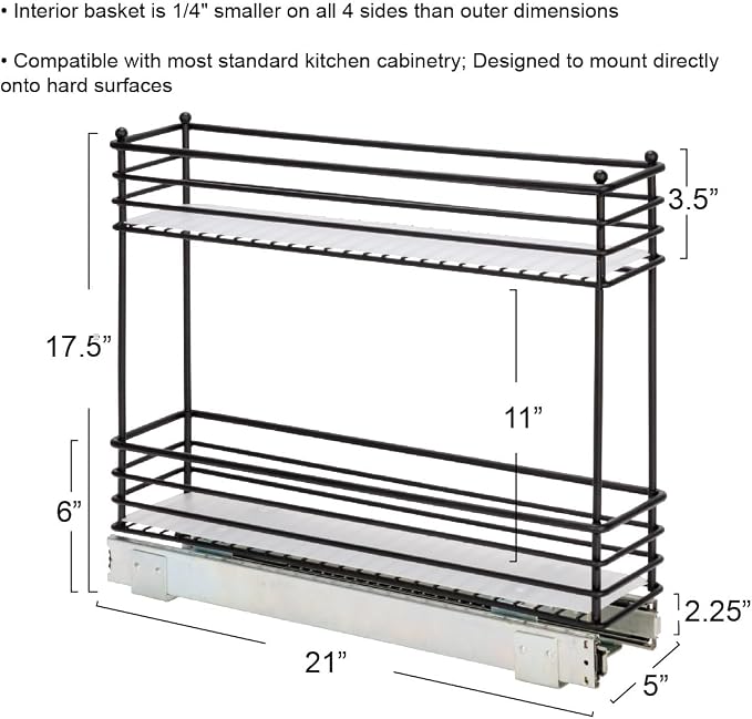 Household Essentials Glidez Under Cabinet 2‑Tier Pull‑Out Storage Organizer with Removable PEVA Liners, Matte Black - Image 3