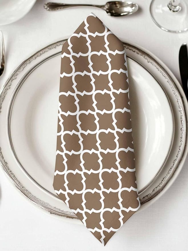 Cloth Napkins Set of 6-20x20 Inches, Brown Moroccon Washable Reusable Table Napkins, Retro Country Minimalist Abstract Motifs Soft & Absortbent Dining Napkin for Party Wedding Hotel Restaurant - Image 2