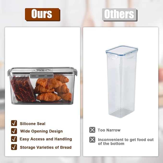 Gifhomfix Bread Box Bread Boxes for Kitchen Counter Airtight, Time Recording Bread Storage Container with Lid, Bread Keeper for Homemade Bread, Toast, Bagel, Donut and Cookies, LARGE Dark Grey - Image 4