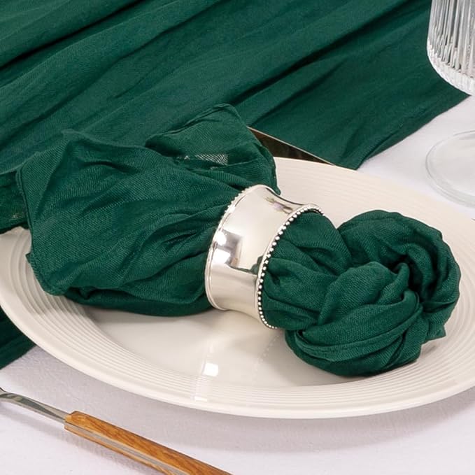 Cloth Napkins Set of 24 21"x21" Reusable Cheesecloth Napkins Emerald Green | Boho Rustic Dinner Napkins Washable Gauze Table Napkins Cloth Hemmed Edges for Wedding Bridal Shower Family Gathering Decor - Image 3
