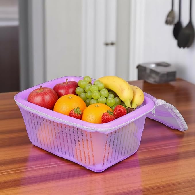 Go Hooked Multipurpose Plastic Storage/Gift Basket With Net Cover | Stylish Basket With Zip Net Cover Pack Of 1 (Purple). by Go+Hooked