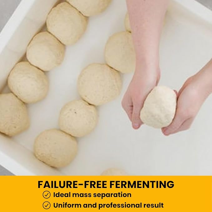 L'Oro Del Sud Home Refrigerator Size, Dough Proofing Tray (2 Pack + 1 Lid) | White Stackable, Commercial Grade, Pizza Proofing Dough Pans with Lid (16 inch x 12 inch x 4 inch), Product of Italy - Image 2