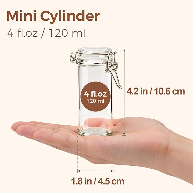 ComSaf Small Glass Spice Jars with Airtight Lids 4 oz 6 Pack with Labels | Seasoning herbs powders, Salt pepper chili, Spice rack cabinet organization, Small size, Funnel included, Party favors - Image 2