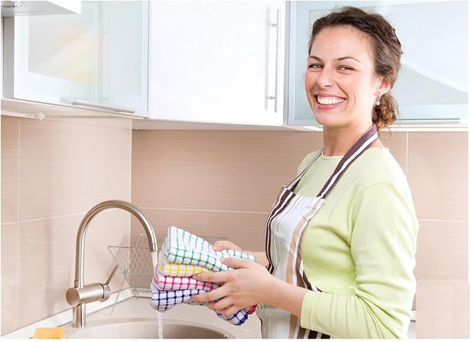 Kitinjoy Cotton 12 Pack Terry Kitchen Towels, Yellow | 16 x 25 Inches Super Soft and Absorbent Dish Towels, Quick Drying hand towels for kitchen Drying - Image 8