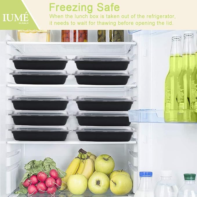 Reusable Food Meal Prep Containers with Lids, 50-Pack 24 OZ. | Reusable Microwave Disposable Plastic Bento Boxes BPA Free Lunch Storage Boxes for Meal Prepping-Stackable, Dishwasher Safe. - Image 3