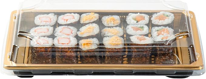 Restaurantware Plastic Sushi Trays 100 Pack of 8.2 x 5.3 x 1.57 Inch With Clear Lids Leak-Resistant Sushi Take Out Boxes Stackable Containers For Grab-And-Go - Image 9