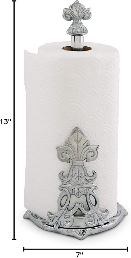 Arthur Court Designs Decorative Countertop Fleur-De-Lis French Paper Towel Holder - Aluminum Metal on Countertop 13 inch Standing Tall - Image 6